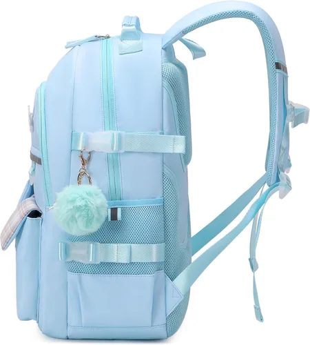Miniatura 3 de Mochila para Niñas de 15.6 Pulgadas para Laptop, Bolsa Escolar para Niños de Primaria y Universidad, Mochilas y Bolsas de Libros para Niñas, Azul