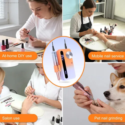 Miniatura 8 de Kit de taladro de uñas MEKK, taladro eléctrico profesional de 35000 RPM con 12 piezas de brocas, lima de uñas eléctrica anti-sacudida sin cable
