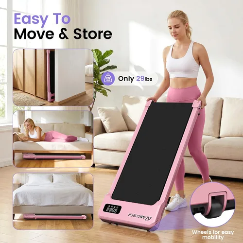Miniatura 8 de Caminadora pequeña con inclinación – Cintas de correr para debajo del escritorio con barra de asa, cintas de correr plegables portátiles compactas