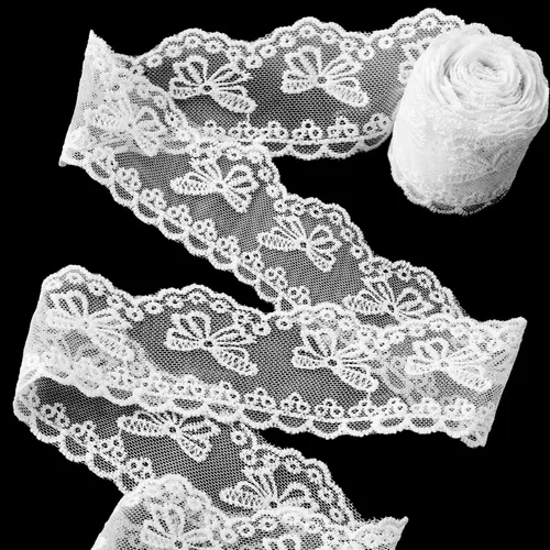Miniatura 14 de 5.47 yardas, cinta de coser de encaje floral, adornos decorativos suaves para envolver ramos, lazos de bricolaje, clip para el cabello, decoración