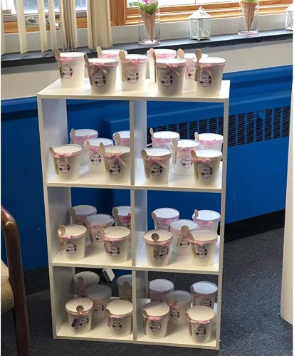 Miniatura 6 de Hedume Paquete de 60 vasos de papel para helado con 60 tapas, recipientes de postre congelado de 16 onzas con tapas, recipiente de alimentos fríos