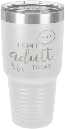 Miniatura 18 de Vaso grabado con texto en inglés "I CAN'T ADULT TODAY", de acero con recubrimiento de polvo grabado con láser, taza de viaje con camello polar sin