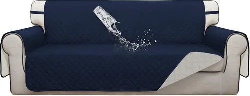 Miniatura 40 de ISSUNTEX Fundas de sofá de dos plazas con doble protección 100% impermeables para sala de estar, fundas para sofá de 2 cojines, protector de muebles