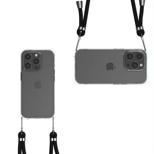 Miniatura 12 de Funda transparente para iPhone 13 Pro Max con correa cruzada ajustable desmontable, ajuste delgado, funda protectora a prueba de golpes con cordón