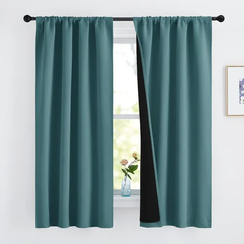 Miniatura 66 de NICETOWN Cortinas blancas 100% opacas, 2 capas gruesas completamente opacas con bolsillo para barra, cortinas aislantes térmicas para Blanco puro
