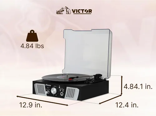Miniatura 5 de Victor VHRP-1100 Lakeshore - Sistema de tocadiscos 5 en 1 con reproductor de discos, Bluetooth, reproducción y grabación USB, radio FM y altavoces