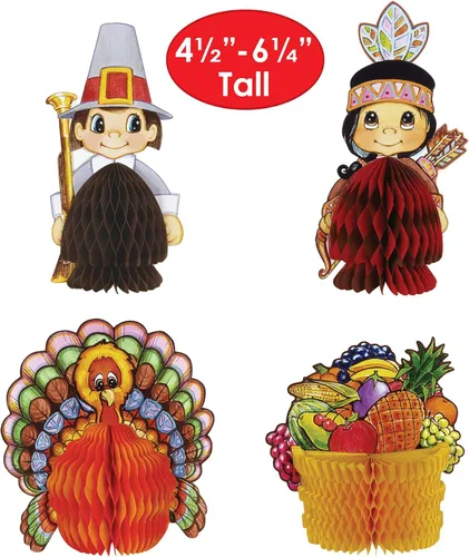Miniatura 2 de Beistle 8 piezas de mini decoraciones de Acción de Gracias, centros de mesa para decoración del hogar de cosecha de otoño