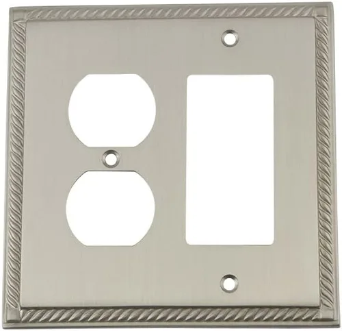 Miniatura 39 de Nostalgic Cubierta de placa de interruptor de salida eléctrica roseta de cuerda de almacén Latón pulido