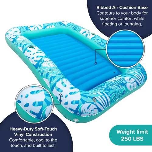 Miniatura 5 de Aqua Inflatable Tanning Pool Lounger, Premium Pool Float with Cupholders and Removeable Pillow for Relaxation and Fun