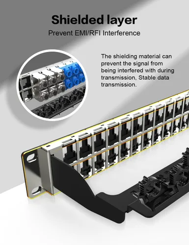 Miniatura 7 de Panel de conexión Keystone en blanco de 48 puertos para montaje en rack y montaje en pared, 1U de 19 pulgadas para red RJ45