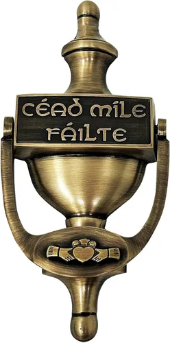 Claddagh - Aldera de latón para puerta delantera, 8 pulgadas, regalo de bienvenida, decoración del hogar de Irlanda (latón antiguo)