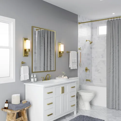Miniatura 8 de Grifo Pfister Willa para lavabo de baño, 8 pulgadas de separación amplia, 2 manijas, 3 orificios, certificado NSF, acabado dorado cepillado, Oro