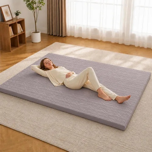 Miniatura 15 de Mollydot Colchón japonés de suelo tamaño individual, colchón futón con funda lavable de algodón, tapete enrollable de tatami de 2.5 pulgadas