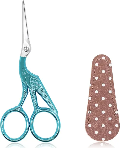 Miniatura 22 de BIHRTC - Tijeras de crochet de 4.5 pulgadas con estuche, tijeras de bordar de acero inoxidable, afiladas para manualidades, costura, hilo, Celadon
