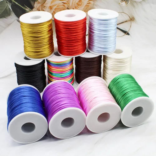 Miniatura 5 de Cordón de nailon blanco satinado de 0.039 in x 109 yardas de seda satinada para pulseras, collares, fabricación de joyas, nudos chinos, macramé