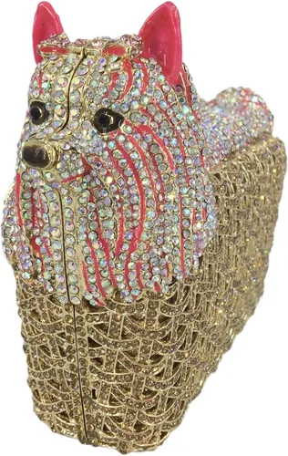 Boutique De FGG Bolsas de noche para cachorros y embragues para mujer, fiesta formal, caniche, perro, bolso de mano de cristal, bolso de mano de boda