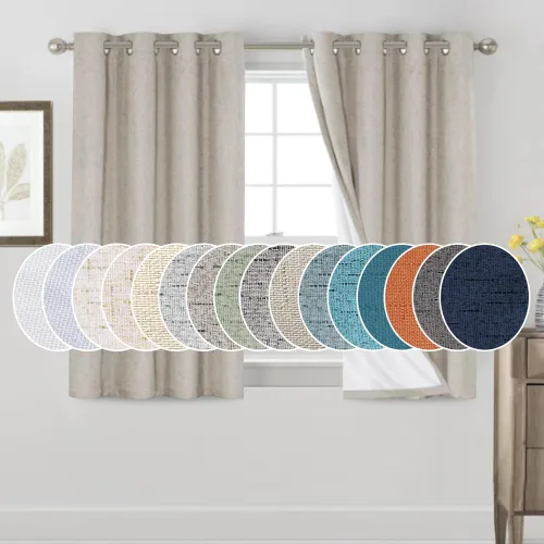 Miniatura 75 de Primitive - Cortinas opacas 100 % de lino texturizado natural para dormitorio, sala de estar, cortinas para ahorra energía, tela de arpillera