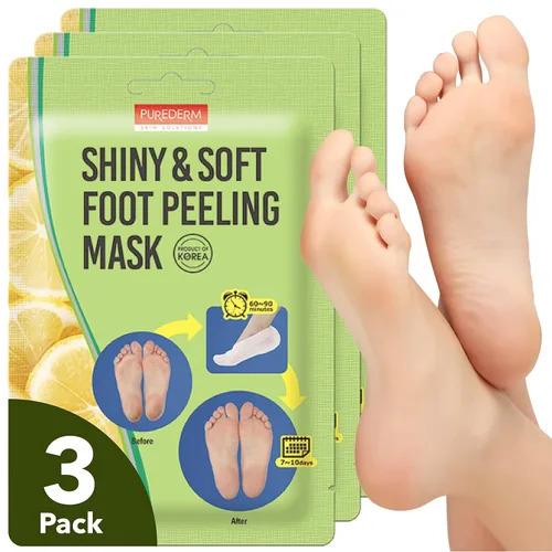 Set de 3 pares de mascarillas para pies exfoliantes para tener una piel suave, con aceite de semillas de girasol y extractos de limón, para hombres