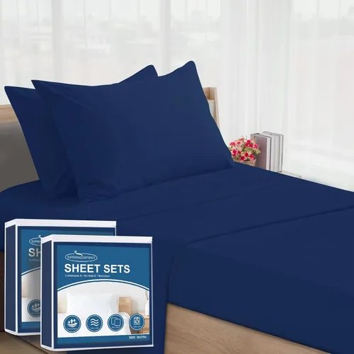 Miniatura 13 de SPRINGSPIRIT Juego de sábanas para sofá cama tamaño Queen, juego de sábanas de 4 piezas con bolsillos de hasta 8 pulgadas de profundidad, sábanas