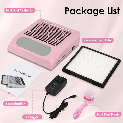Miniatura 7 de CoFashion - Colector de polvo de uñas para uñas acrílicas, máquina de vacío, 80W, aspiradora eléctrica ajustable, filtro de uñas para manicura