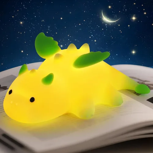 Miniatura 13 de AVEKI Luz nocturna de dragón rosa, linda lámpara de dragón para bebés regalos para niñas y princesas, 10 modos de luz táctil ajustable, lámpara