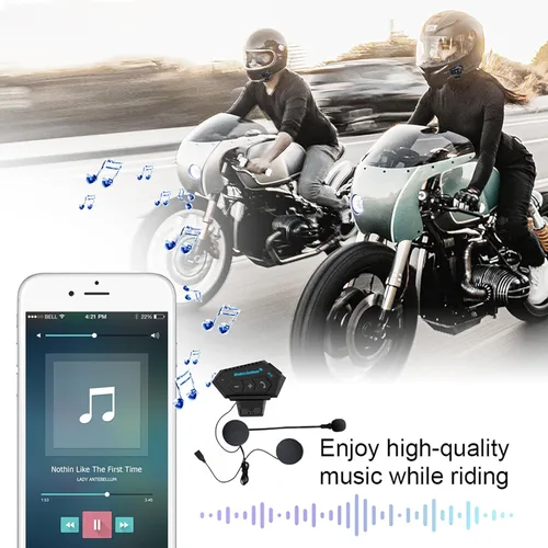 Miniatura 2 de Auriculares para Casco de Motocicleta Headset Estéreo Bluetooth Auriculares Inalámbricos Manos Libres Micrófono Auriculares Reproductor de Música