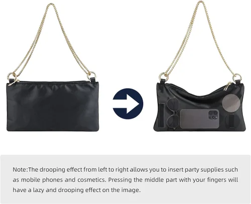 Miniatura 7 de Prpeko Bolso de noche de satén para mujer, bolso de mano para mujer, bolso de hombro de boda con 2 cadenas para fiesta de cóctel formal
