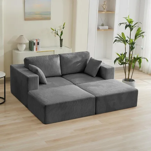 Miniatura 21 de Sofá modular Cloud de 3 plazas sin hueso de 115 pulgadas para habitación familiar, sofá sin espinas comprimida de espuma viscoelástica con asiento
