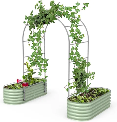 Vego Garden Sistema de Enrejado Modular de Arco de Sección Única de 3.0' de Largo para Cama de Jardín de 2.0' x 5.0' (4 en 1), 3.5' x 5.0' (6 en 1)