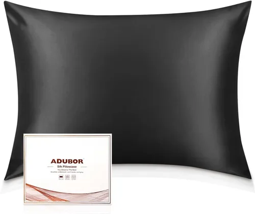 Miniatura 19 de Adubor Funda de almohada 100% de seda, fundas de almohada de seda de morera, 22 fibras de grado Momme 6A, funda de almohada de seda para la salud