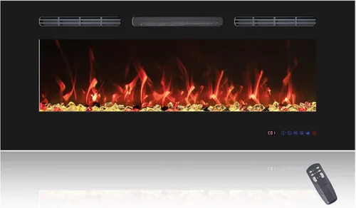 Miniatura 11 de Chimenea eléctrica de 36 pulgadas, inserto de chimenea eléctrica empotrable montado en la pared, calentador de chimenea con temporizador, control