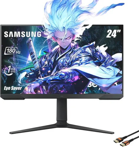 Samsung Monitor de 24 pulgadas | Serie Odyssey Gaming | FHD 1ms 180Hz | AMD FreeSync | Modo Eye Saver | Soporte ajustable | Ecualizador negro |