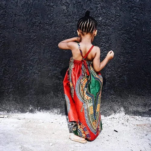 Miniatura 4 de WOCACHI Vestido largo de verano para niñas pequeñas Dashiki africanas, estilo étnico bohemio con estampado digital, Niñas