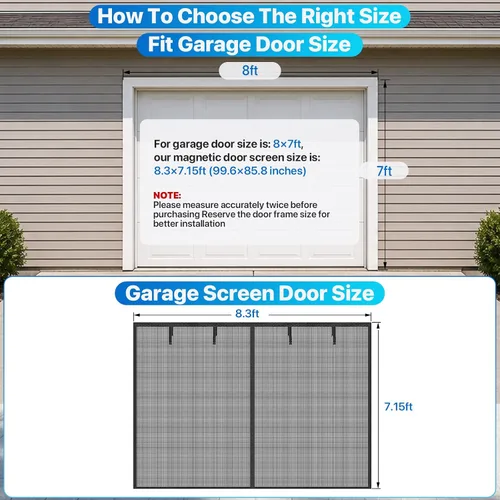 Miniatura 6 de Heavy Duty Garage Screen Door for 1 Car Garage Pull Down, LOVIGA 8×7FT Magnetic Fiberglass Garage Door Screen Garage Net Screen with Magnet