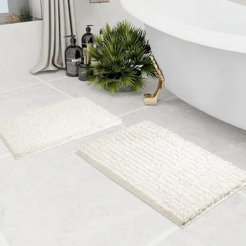 Miniatura 303 de Walensee Alfombra de baño antideslizante (24x17 pulgadas, rosa polvoriento) absorbente de agua, súper suave, lanuda de felpilla, lavable a máquina