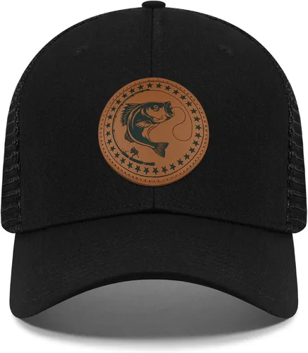 Miniatura 13 de Regalos de pesca para hombres y mujeres, sombrero único de camionero con bandera de pescador para pescador, el mejor regalo, negro/gris