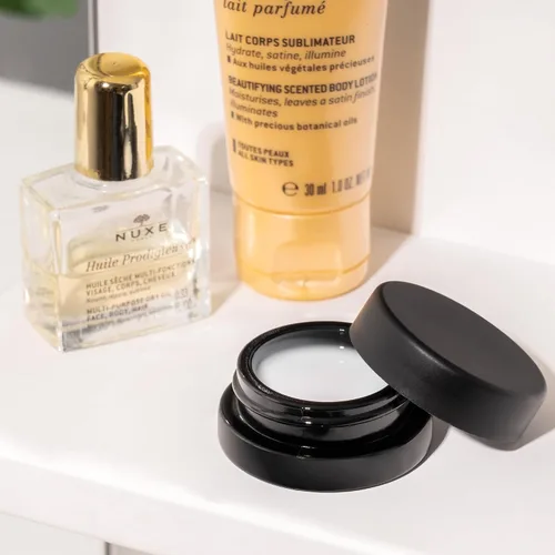 Miniatura 6 de Paquete de (90) tarros de vidrio negro de perfil bajo y grueso de 7 ml con tapas negras - Envases herméticos para aceite, bálsamo labial, cera