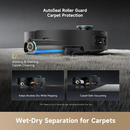 Miniatura 3 de DREAME Aqua10 Ultra Roller Robot Aspirador y trapeador y succión de 30,000 Pa, muelle autolimpiante y fregona de rodillo extensible, lavado y secado