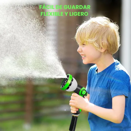 Miniatura 3 de Junredy Manguera de jardín de 25 pies, manguera de agua no expandible, flexible, ligera y resistente, con boquilla de 10 funciones, diseño sin