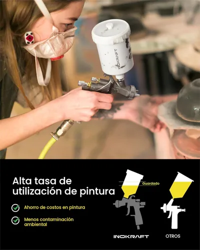Miniatura 4 de InoKraft D1 LVLP Pistola de rociado de aire Premium Kit, fácil de usar, pistola de pintura para coches y pintura DIY para el hogar, boquillas