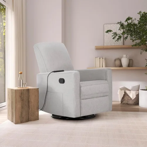 Miniatura 2 de Evolur Raleigh Glider con masajeador en carbón, asiento tapizado de felpa, mecedora giratoria de 360°, certificado FSC, Greenguard Gold y JPMA