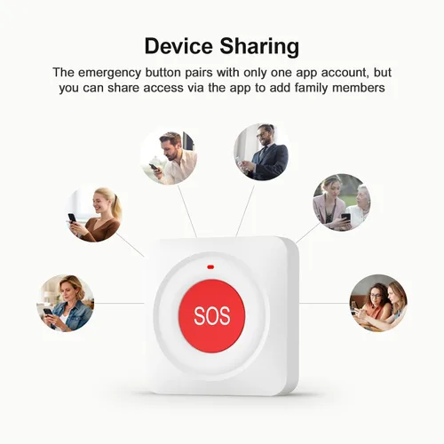 Miniatura 6 de Sistema de alarma para el hogar para personas mayores, botón de llamada WiFi para personas mayores con notificación de aplicación Tuya sin tarifa