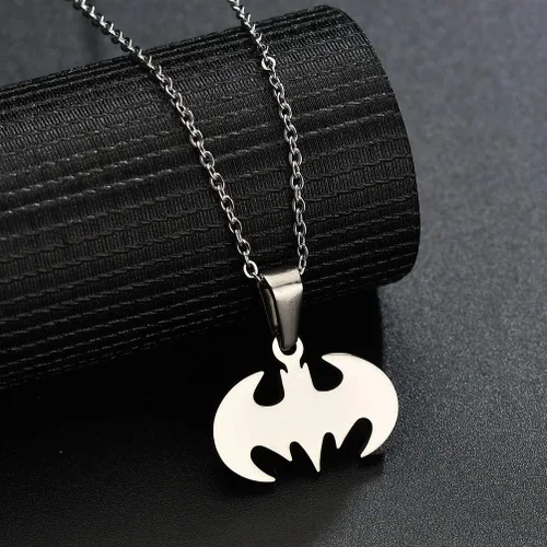 Miniatura 5 de Houpotao Collar con colgante de murciélago, de acero inoxidable quirúrgico, hipoalergénico, para niños y amantes de Batman