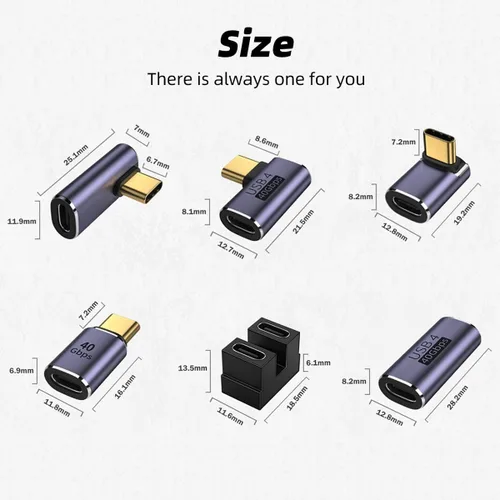 Miniatura 7 de Adaptador de ángulo USB C de 40 Gbps 2 unidades USB C tipo C de 90 grados en ángulo USB-C macho a hembra adaptador de 8 K a 60 Hz USB en ángulo