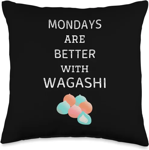Vintage Mondays Are Better With Wagashi Retro Wagashi Lover - Almohada de 16 x 16 pulgadas, multicolor