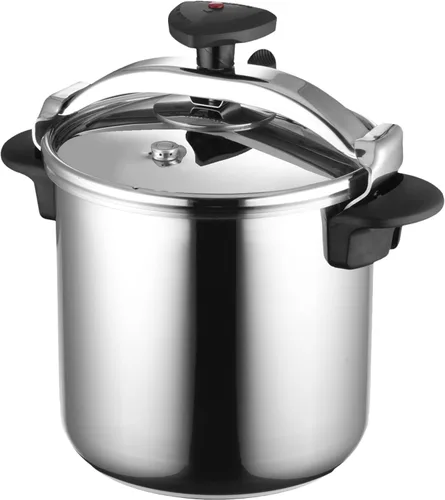 Magefesa Star Recta - Olla a presión tradicional 14L, acero inoxidable 18/10, para todo tipo de cocinas, inducción, 3 sistemas de seguridad