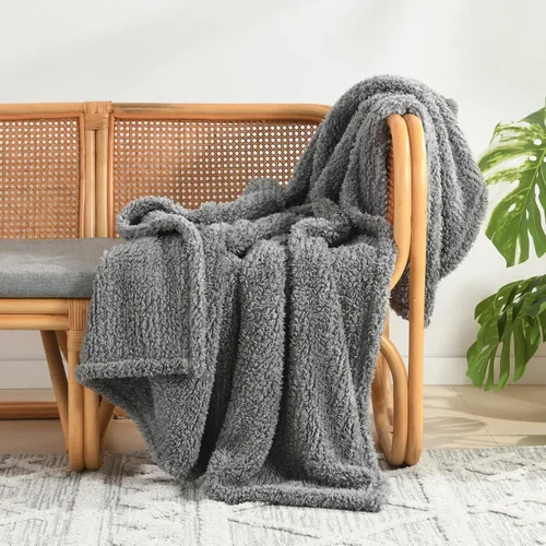 Miniatura 28 de Manta Sherpa de forro polar ultrasuave, tamaño Queen, manta de cama bohemia ligera y acogedora con borla decorativa, patrón reversible, 2 tonos
