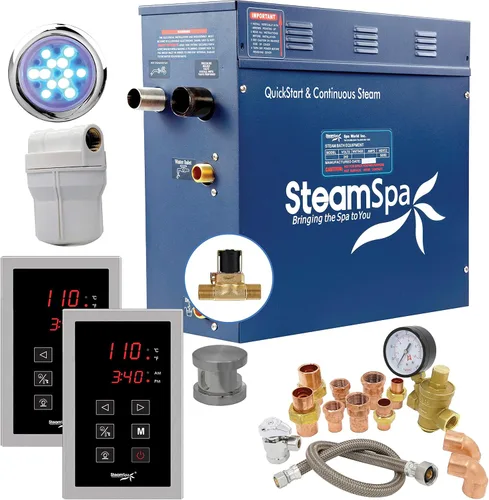 Generador de sauna de vapor de 4.5kW, paquete ejecutivo, generador de vapor de 240 V con panel táctil, cabezales de vapor, válvula de alivio de