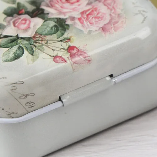 Miniatura 17 de 8 piezas de mini flores de estaño organizador de joyas caja de almacenamiento cajas decorativas pequeñas latas de metal floral con tapas