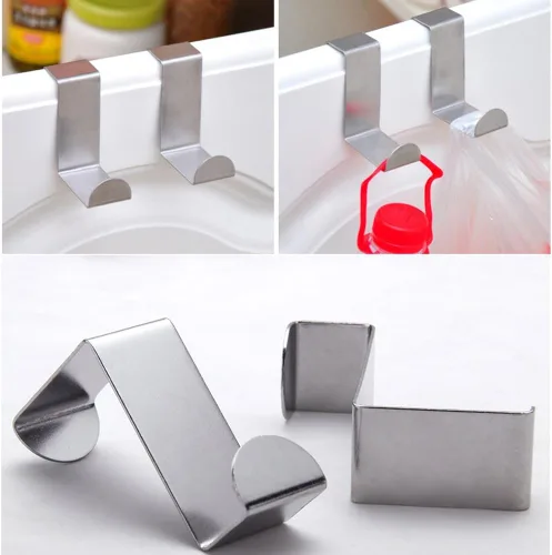 Miniatura 7 de Mziart Paquete de 4 ganchos reversibles de acero inoxidable para cajones de gabinete de oficina, cocina, toallero, perchero, color plateado